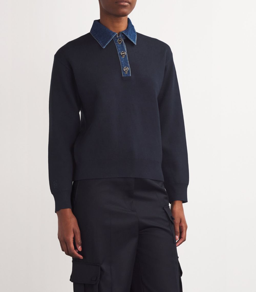 Denim-Collar Sweater