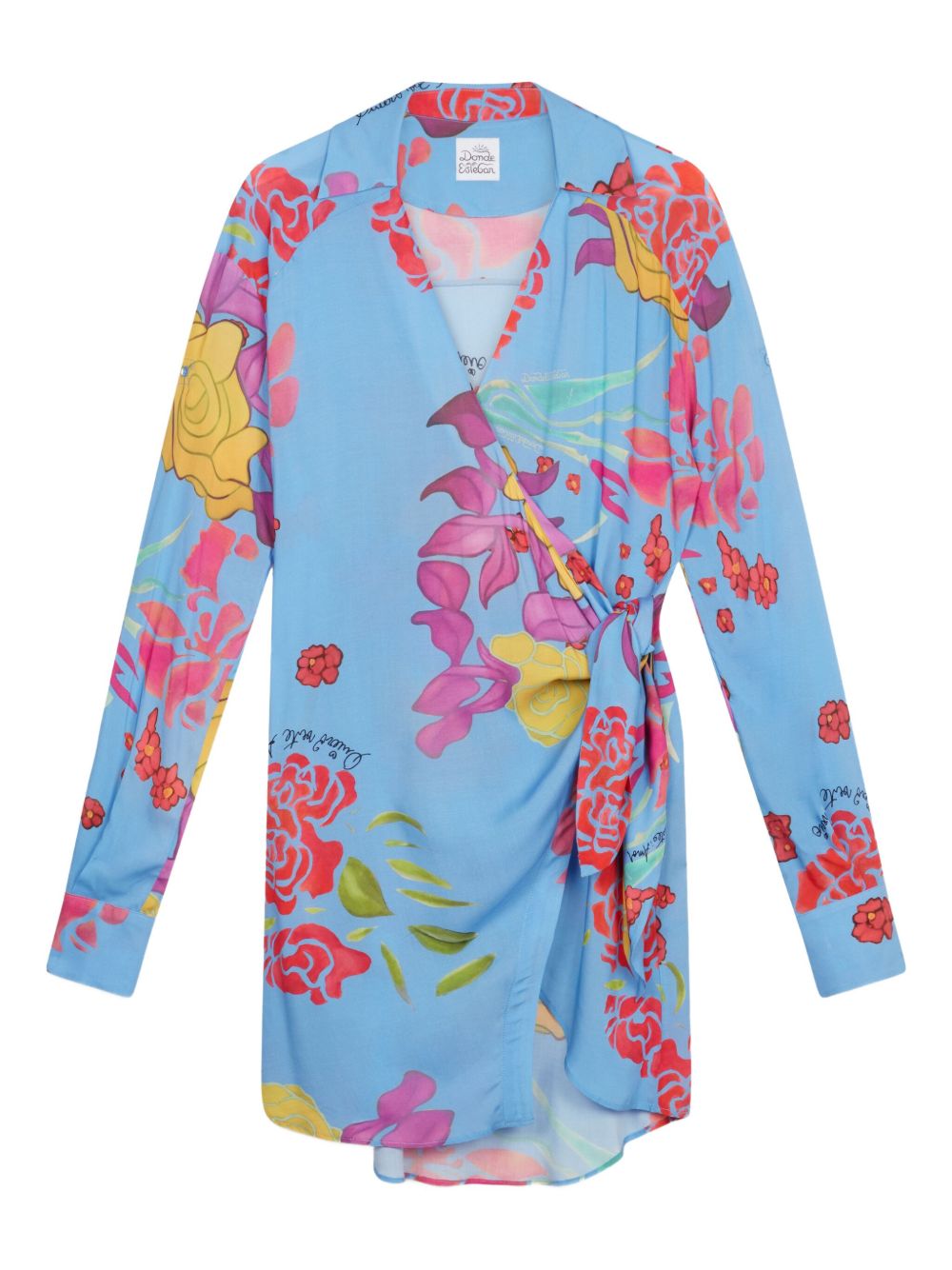 Donde Esteban Cielo wrap mini dress - Blue