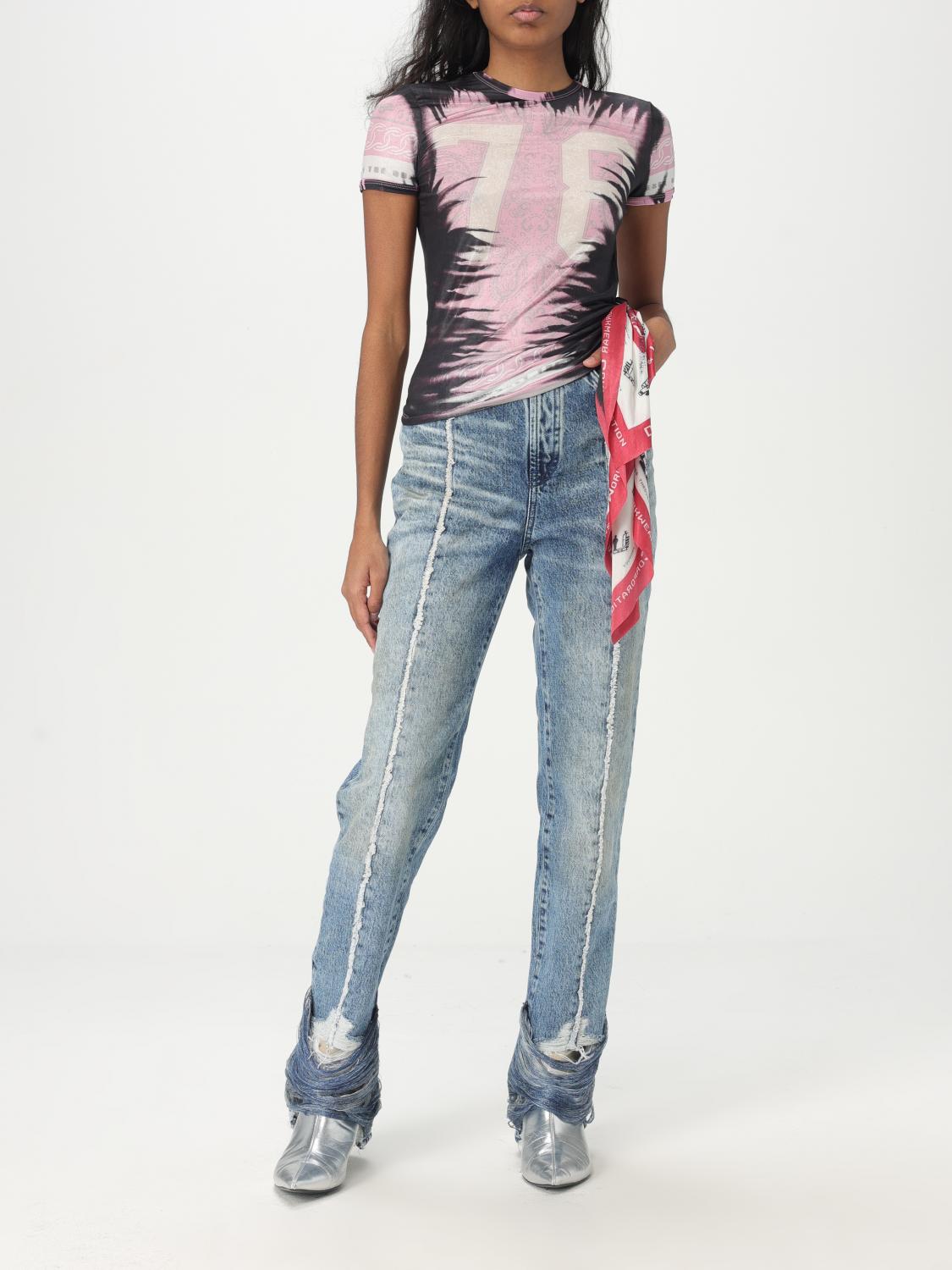 Pants DIESEL Woman color Gnawed Blue