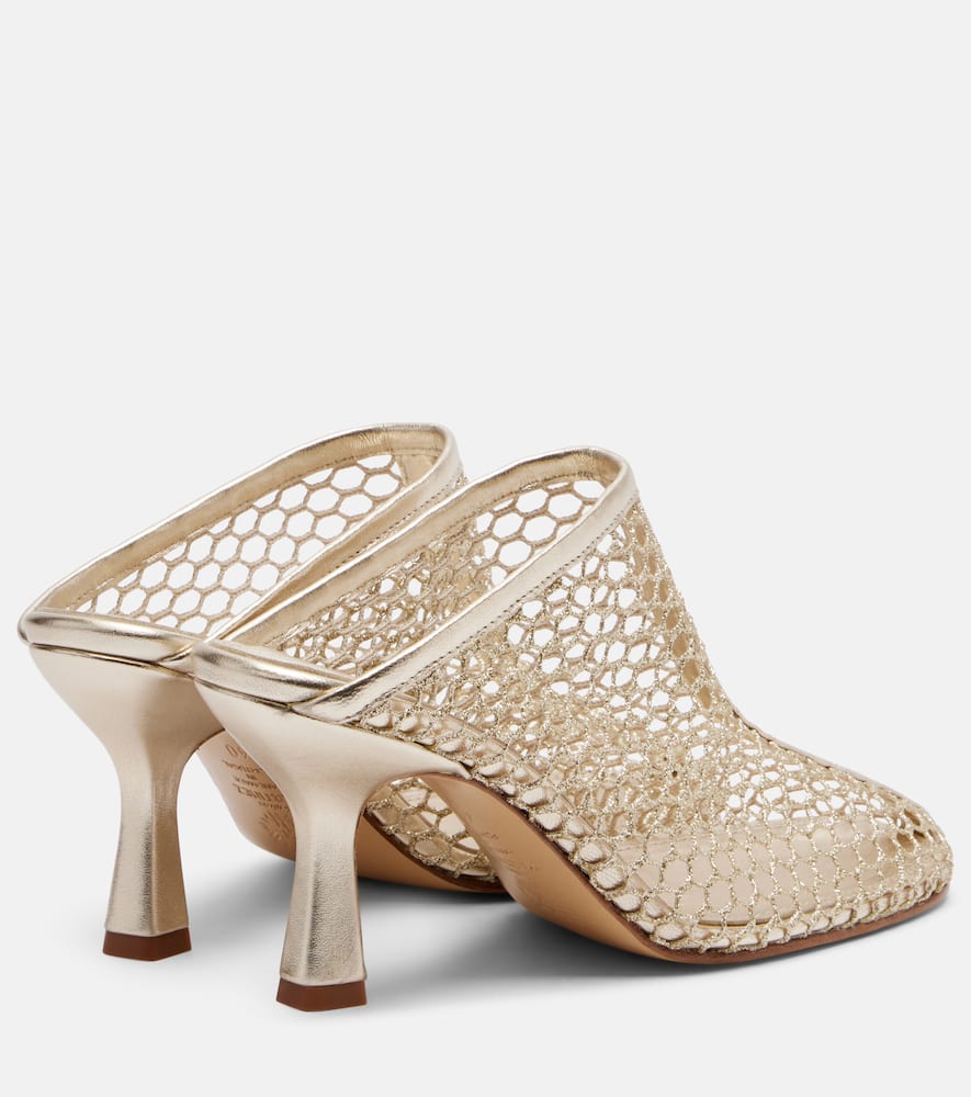 Giulia leather-trimmed fishnet mules