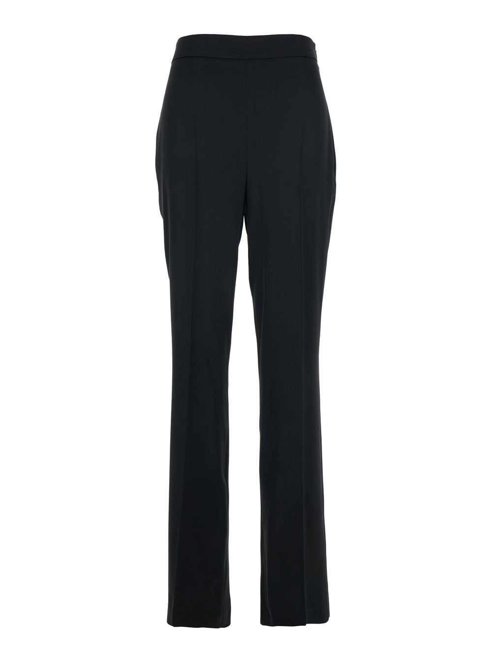 High-Waisted Technical Acetate Trousers — Black