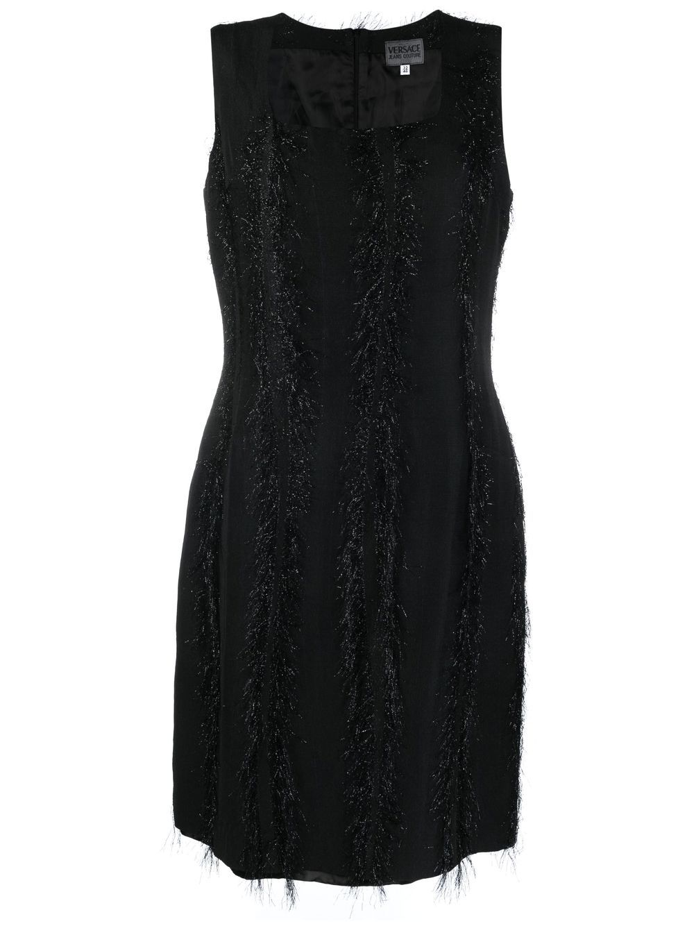 Metallic-threading fringed dress - Black