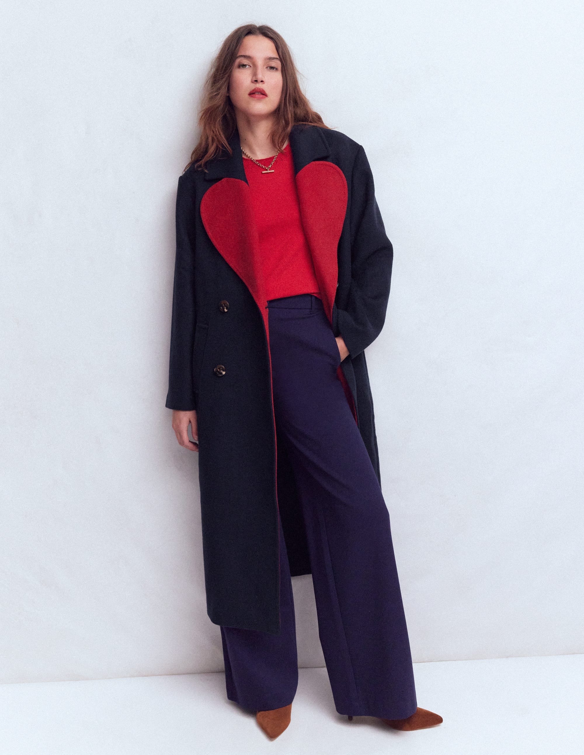Women's Cocoon Wool Coat in Blue | Size 2