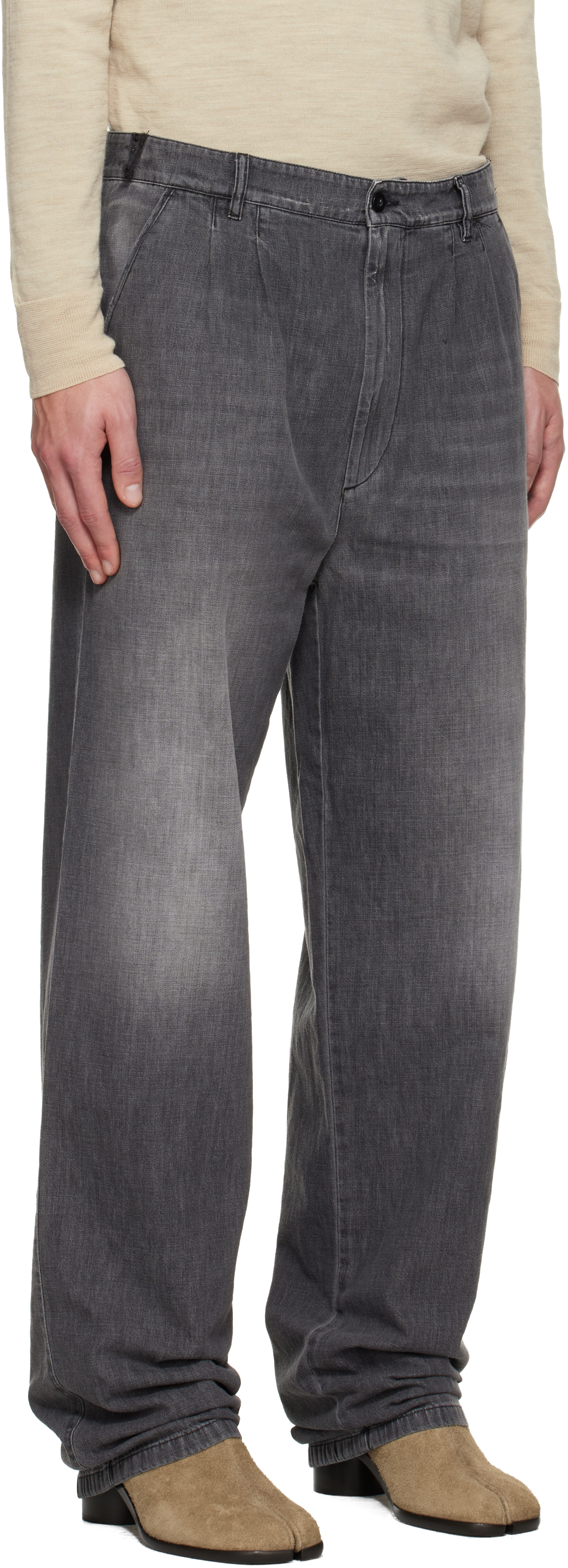 Gray Straight-Leg Jeans
