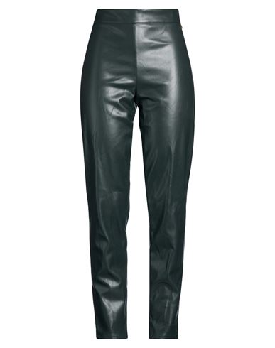 Woman Pants Dark green Size L Polyester, Polyurethane