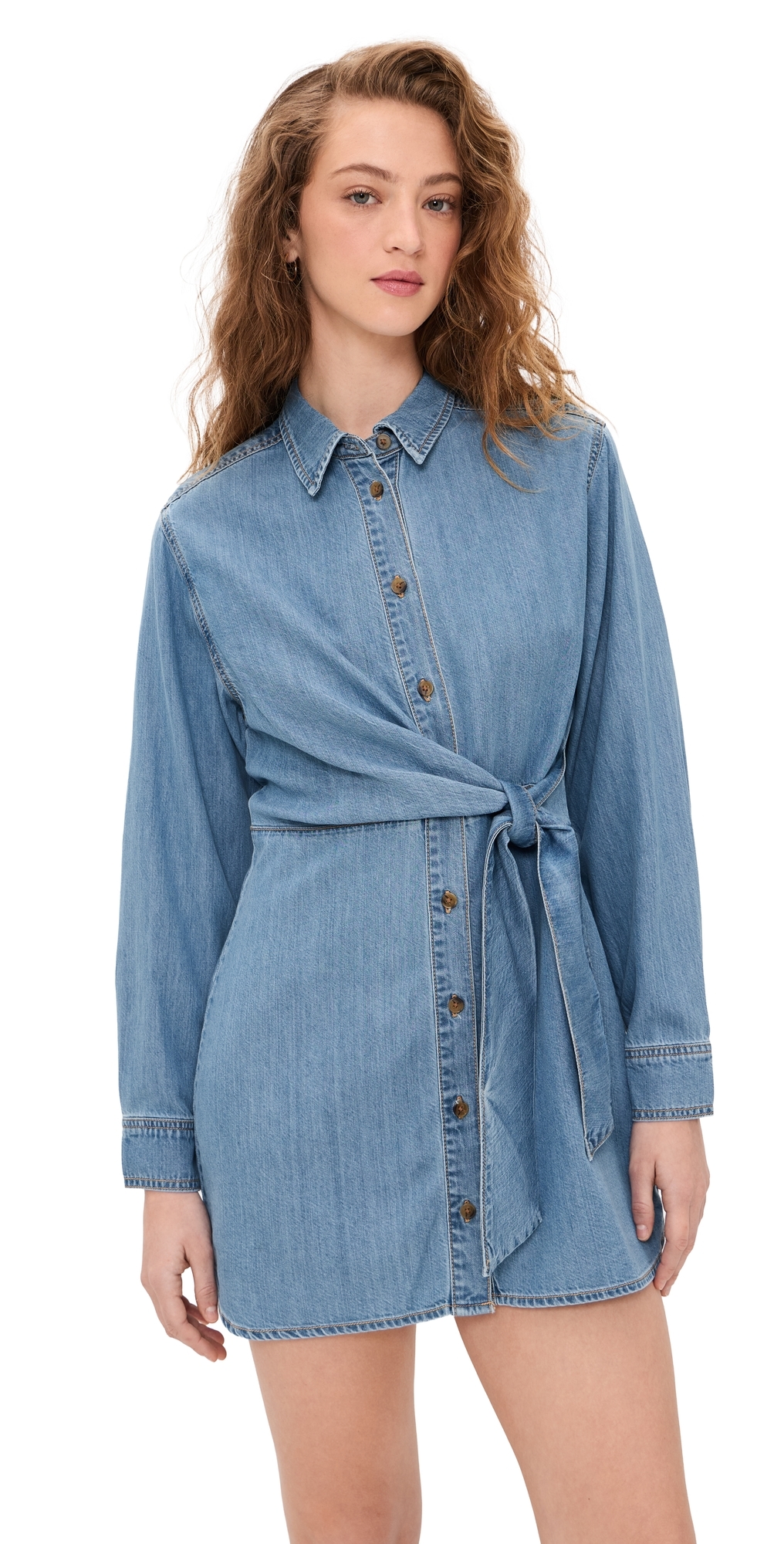 Denim Wrap Shirt Dress Indigo266