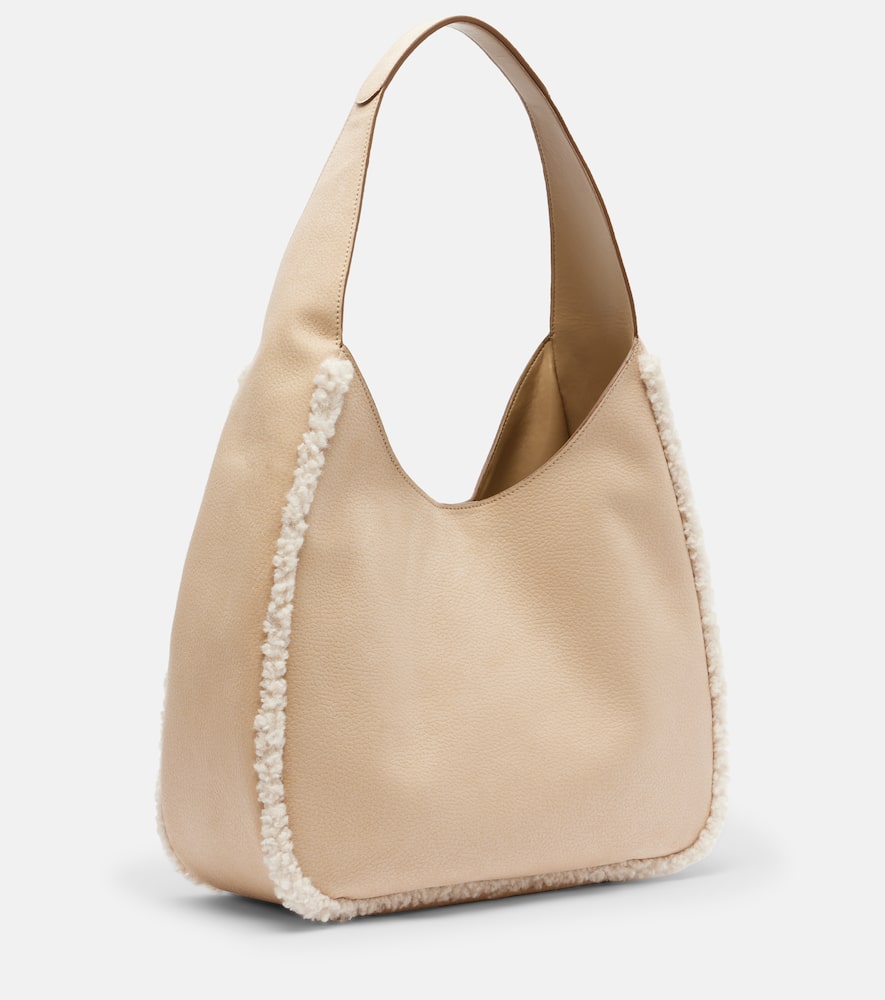 Teddy-trimmed shoulder bag