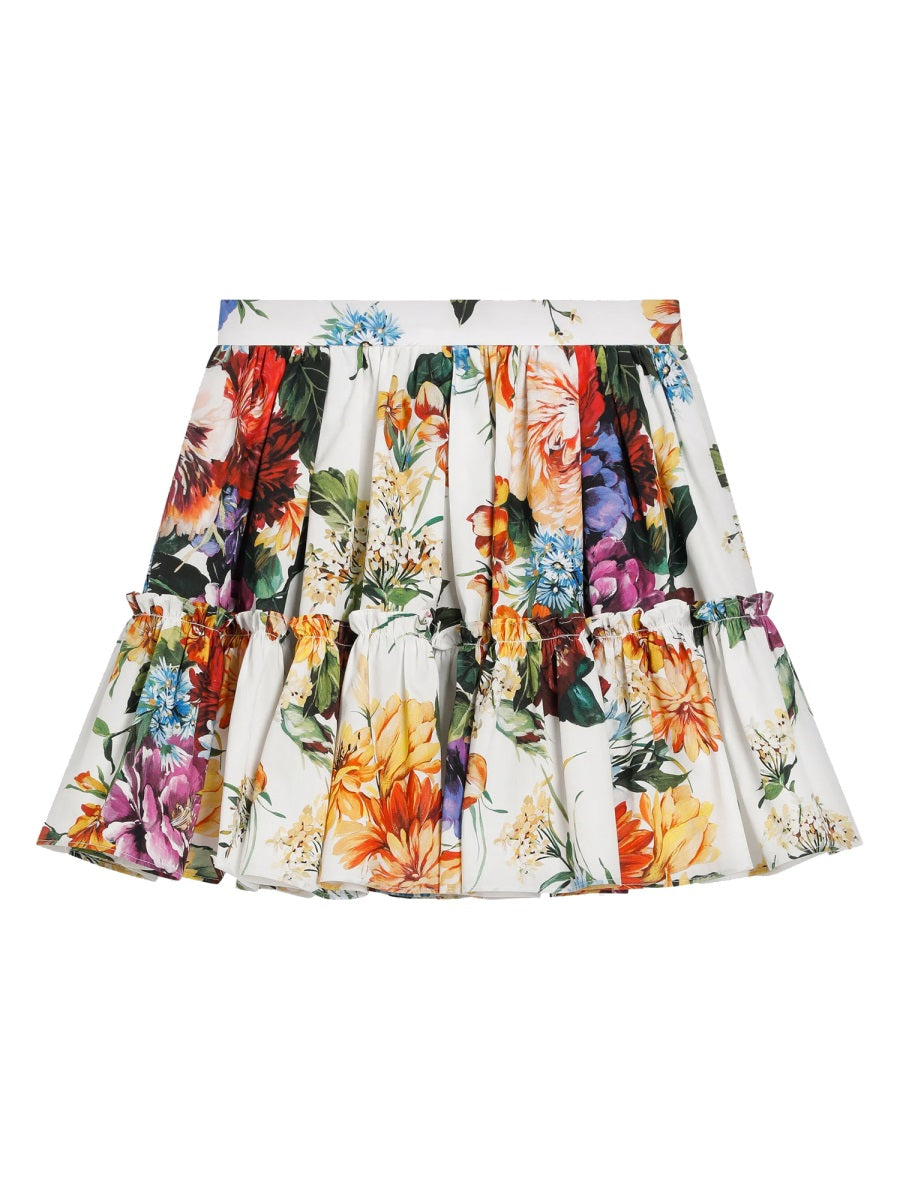 Pleated Floral-print Cotton-poplin Midi Skirt