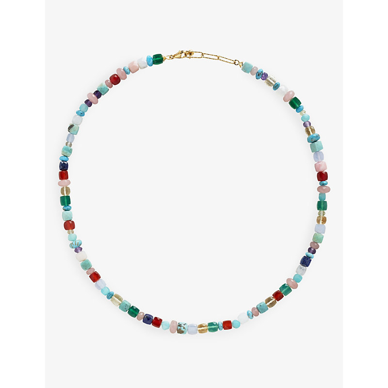 Womens Gold Freedom 18ct Yellow Gold-plated Vermeil Sterling-silver and Bead Necklace 