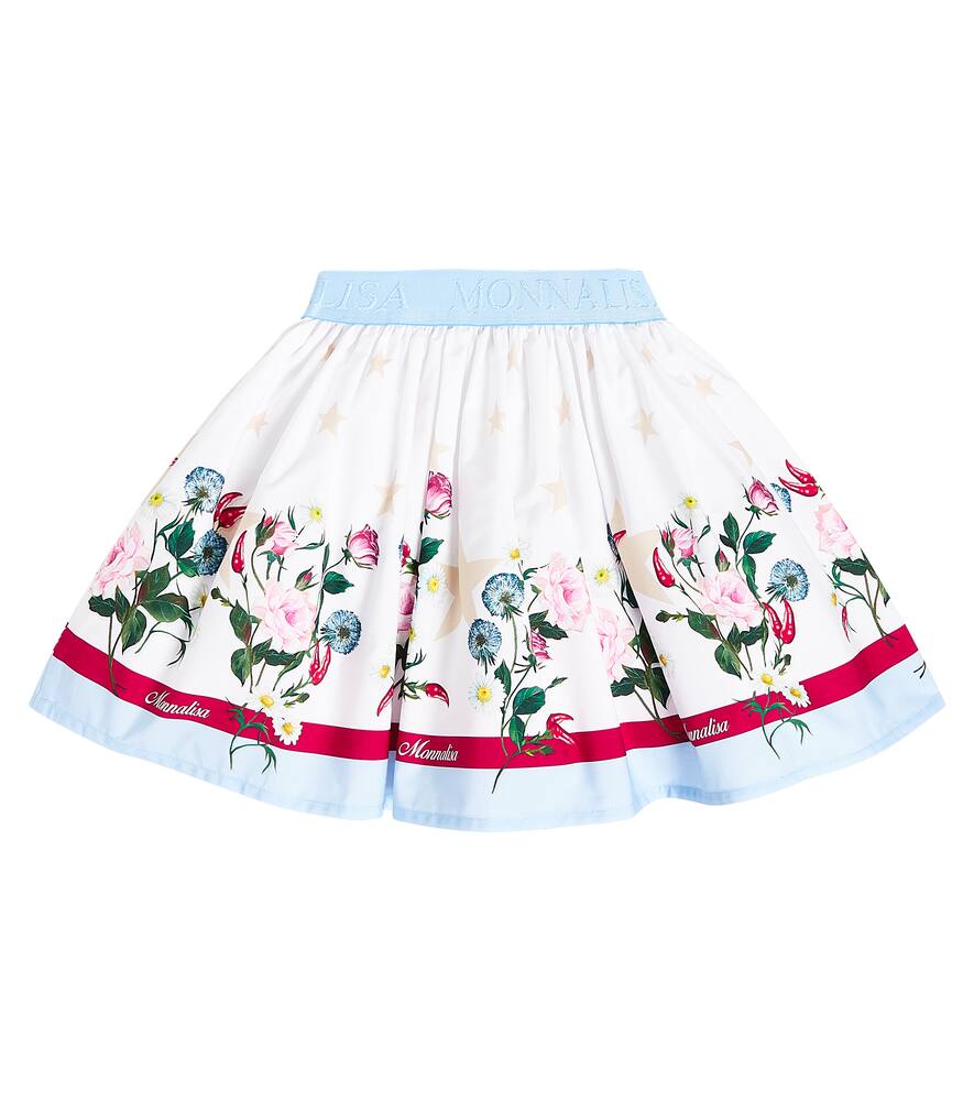 Monnalisa Floral cotton poplin skirt