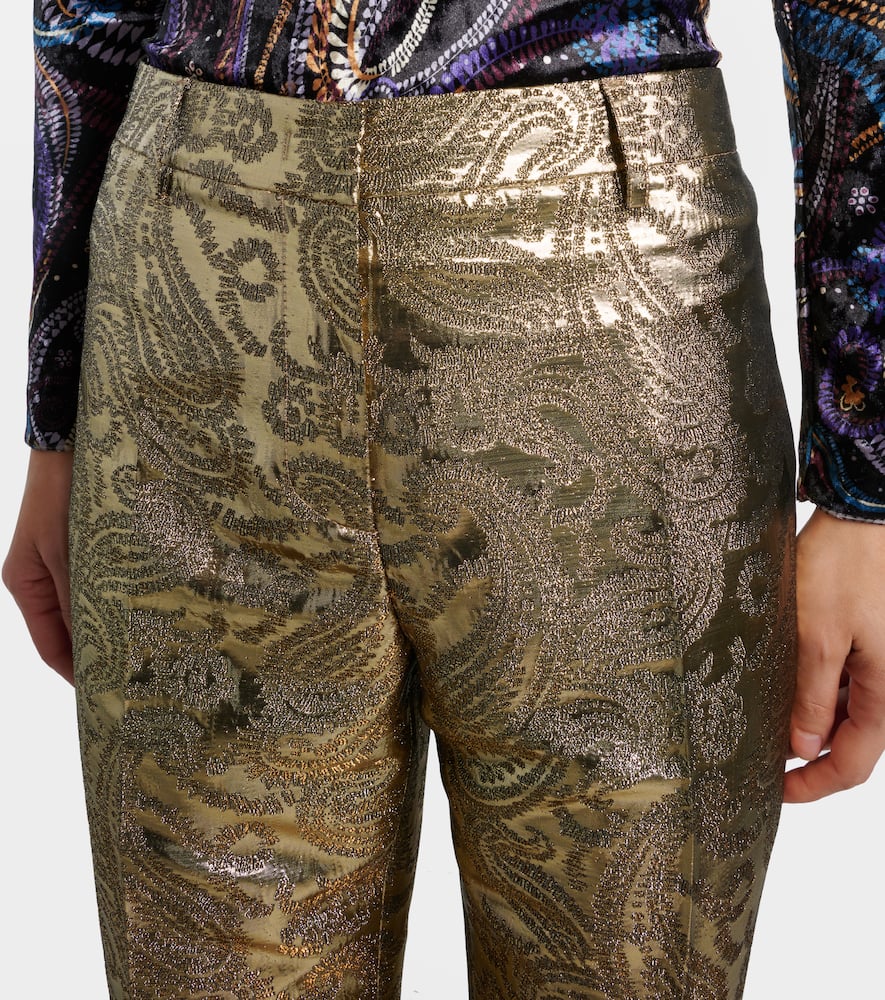 Paisley brocade flared pants