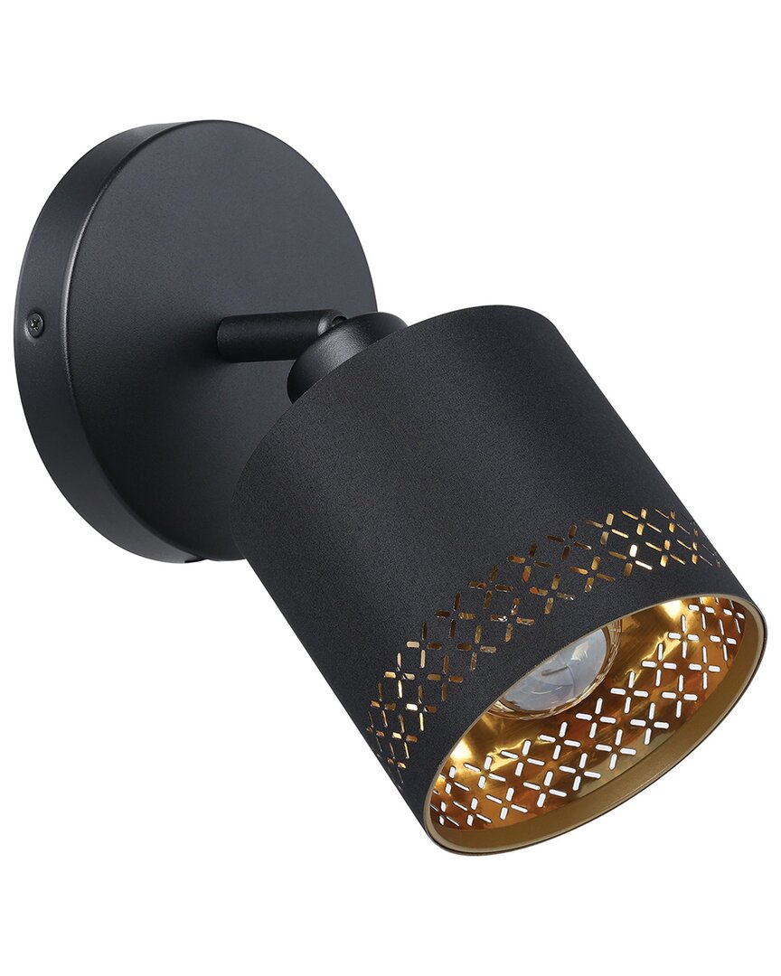 EGLO Esteperra 1 Light Spot Wall Light with Black Finish & Black with Gold Interior Fabric Shade