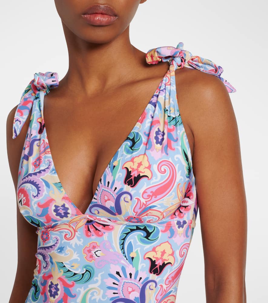 Printed bow-detail swimsuit