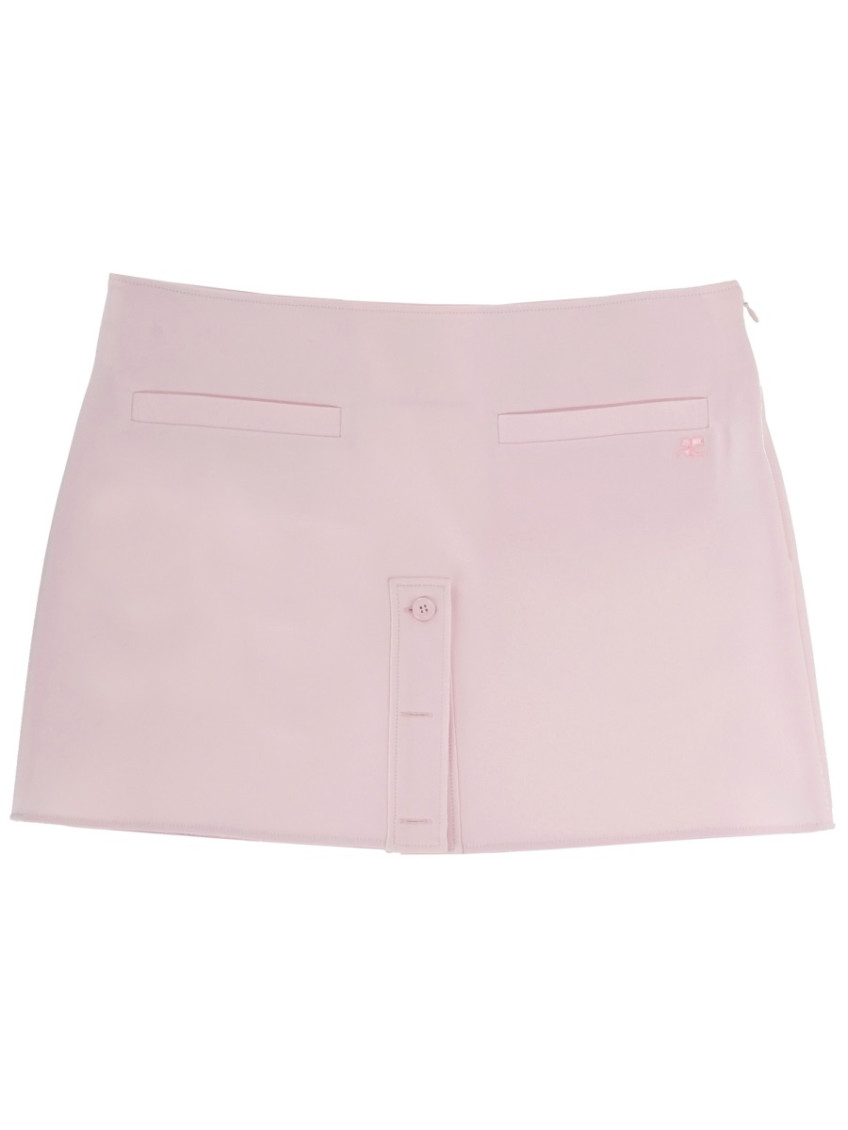 Pink Solid Mini Skirt