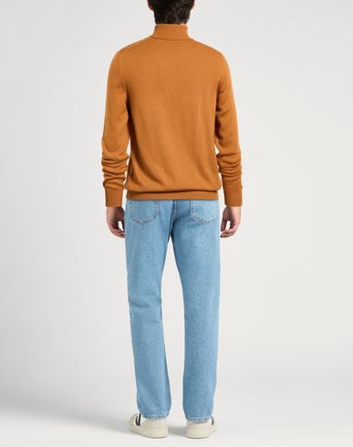 Man Turtleneck Tan Size 40 Virgin Wool