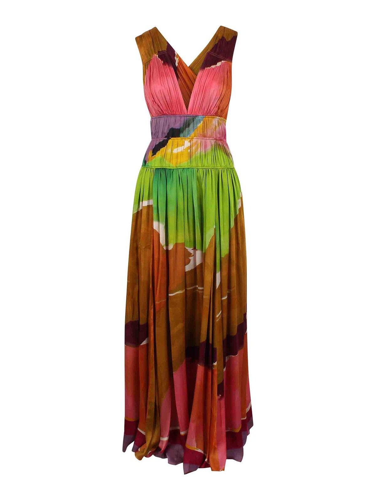 Long satin wrap dress