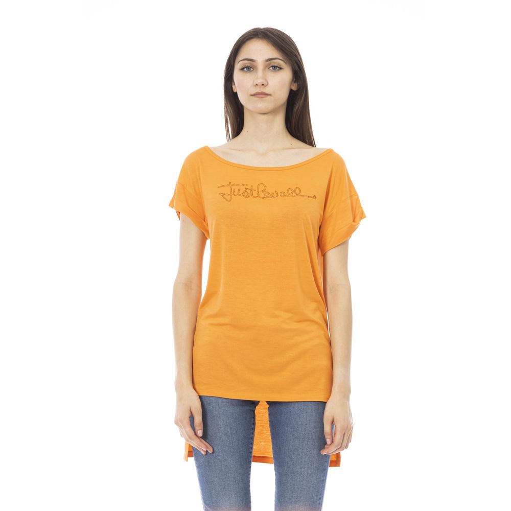 Logo-Embroidered Cotton T-Shirt — Orange
