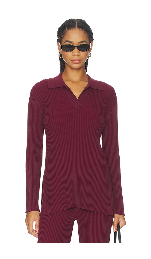 & Reckless Calrine Knit Top in Burgundy. - L also in M, S