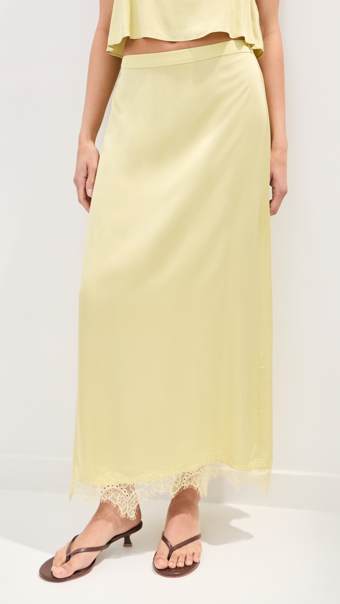 Marion Satin Skirt Honeydew