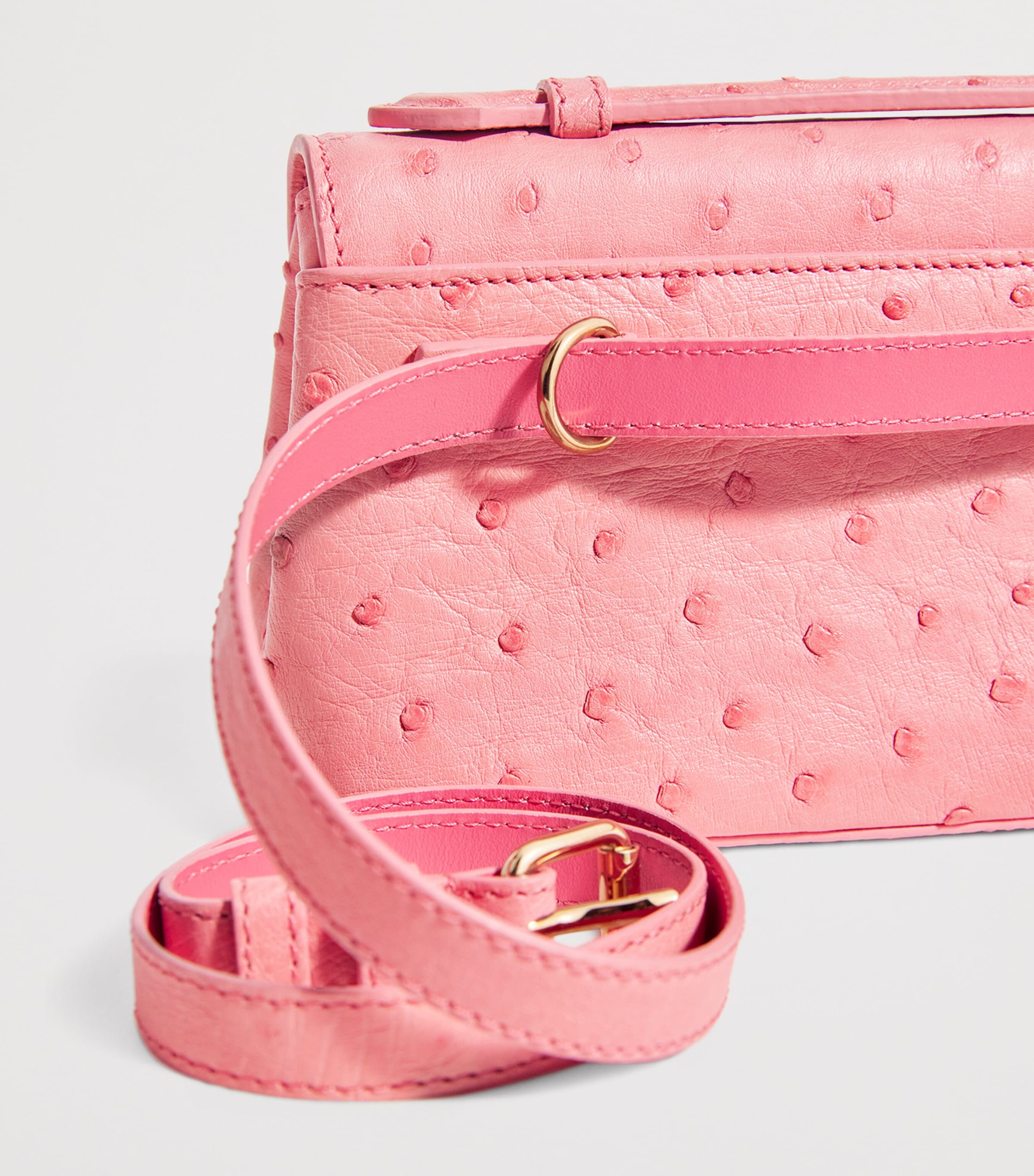 Analeena Ostrich Leather Top-Handle Bag