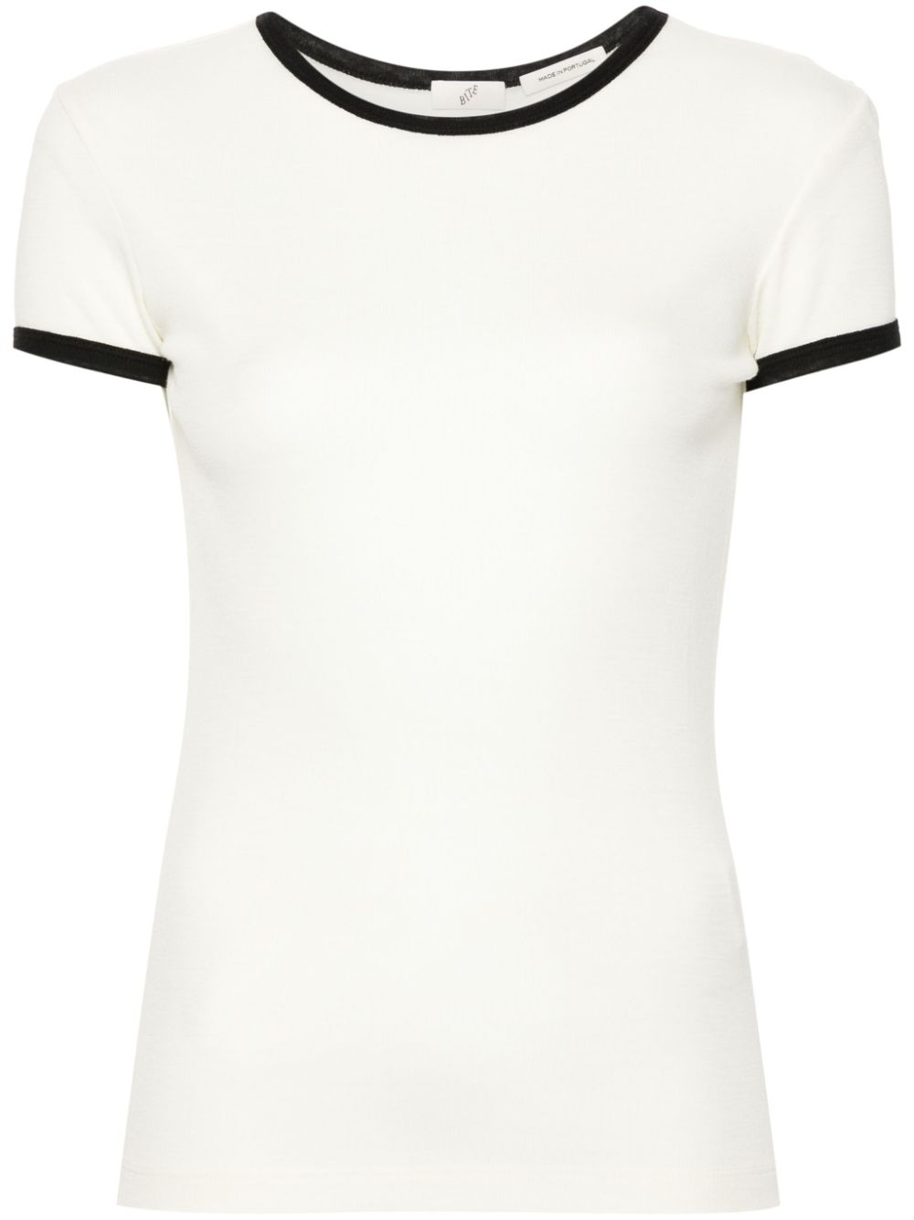 Contrast-trim fine-knit top - Neutrals