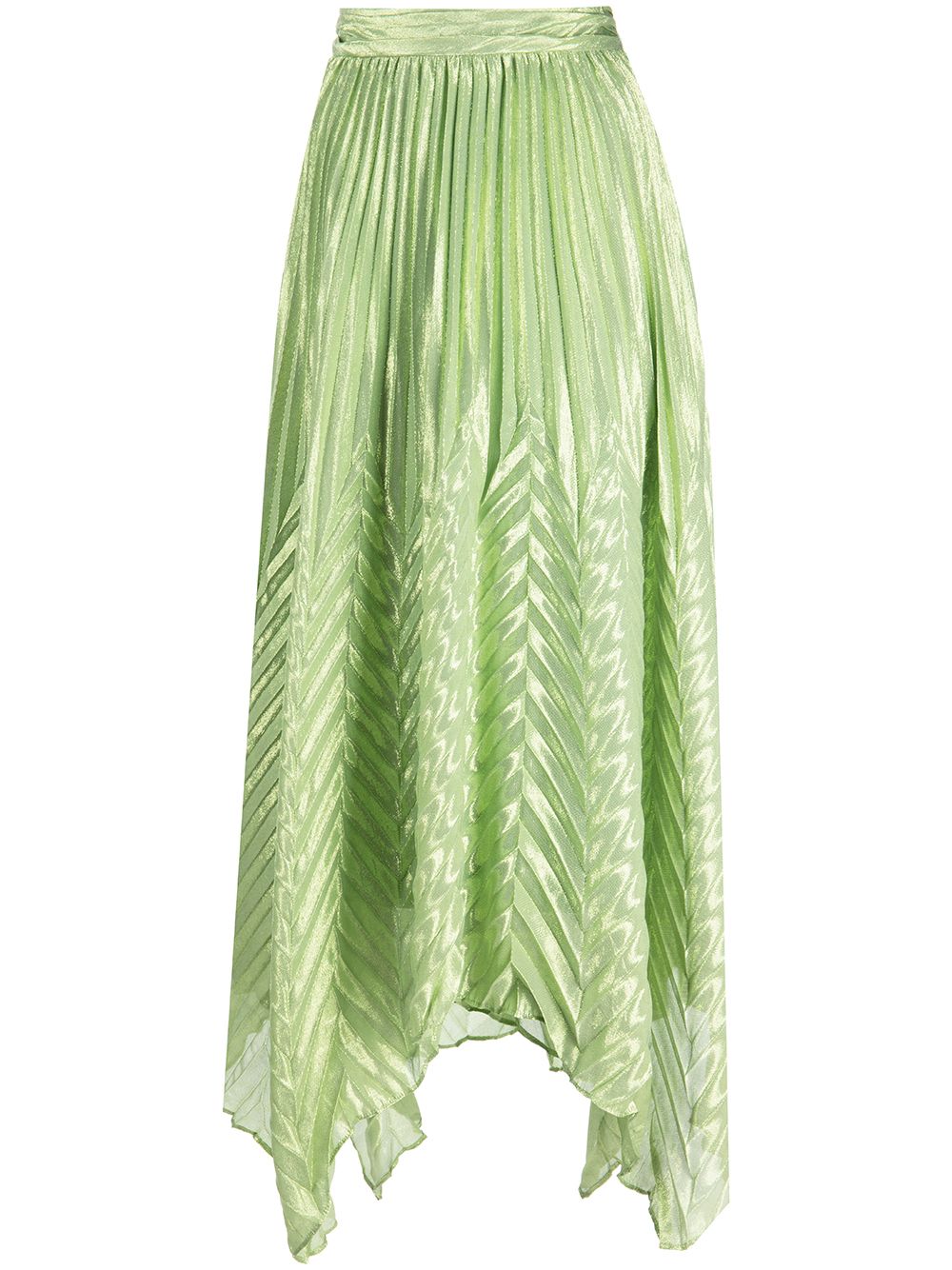 Metallic-thread pleated skirt - Green