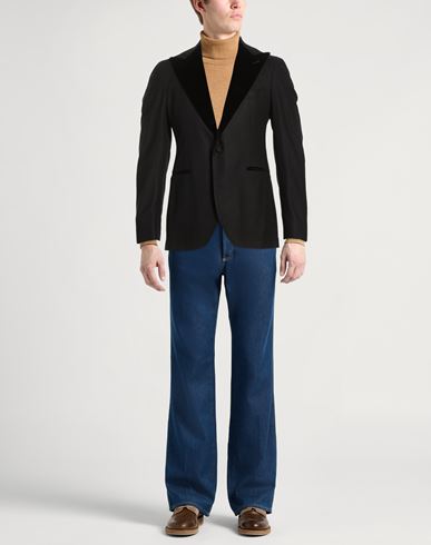 Man Blazer Black Size 38 Super 110s Wool, Elastane