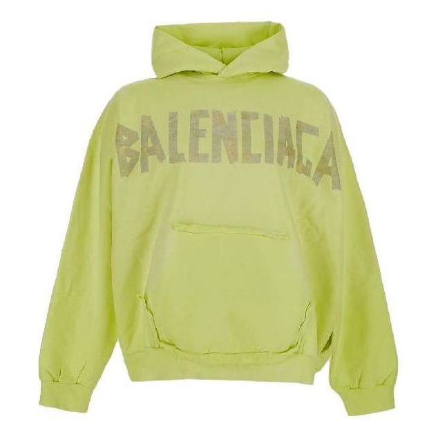 Tape Type Ripped Pocket Hoodie Oversized 'Fluo Yellow'