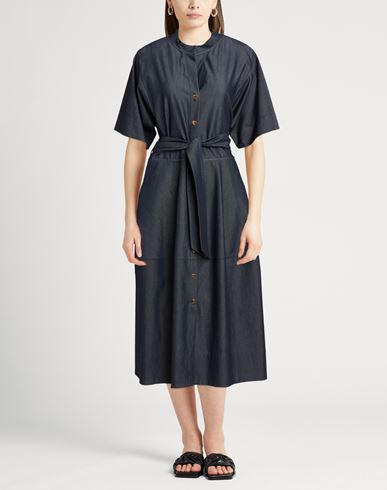 Woman Midi dress Blue Size 6 Cotton, Polyester, Elastane
