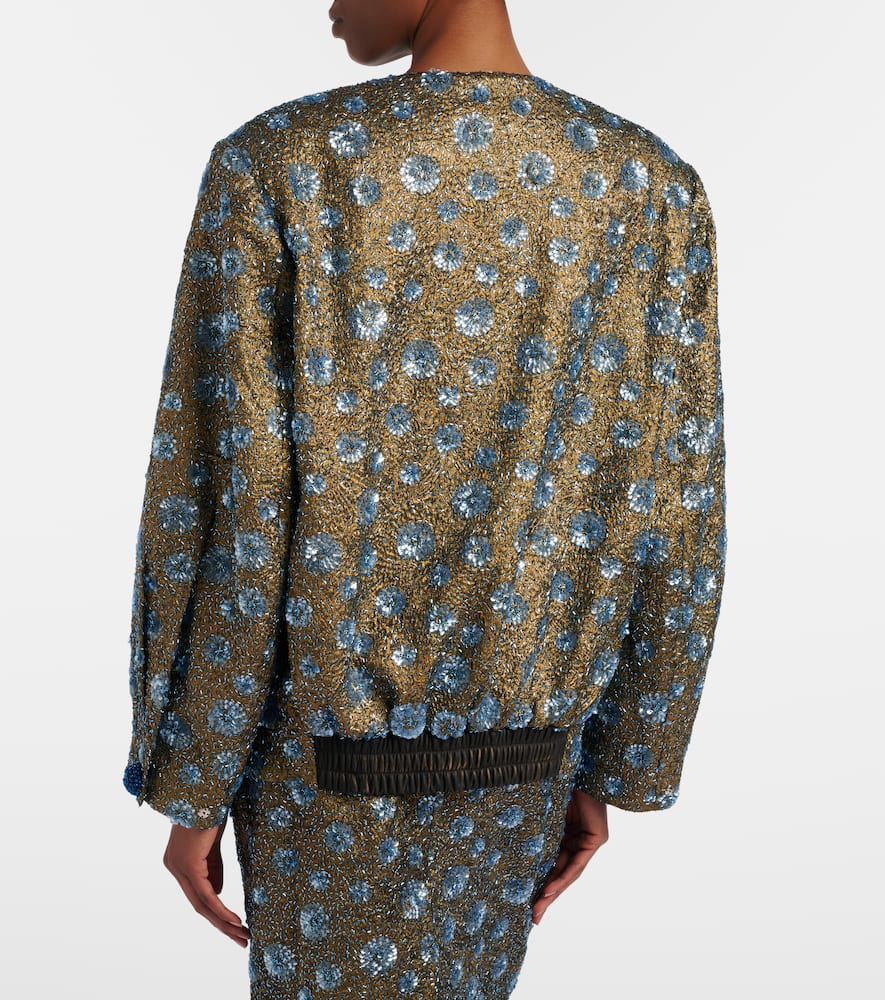 Floral sequined oversized jacket