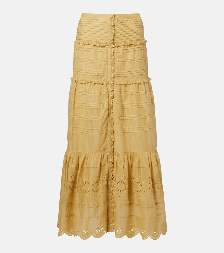 Paoline tiered cotton maxi skirt