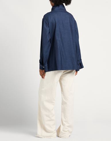 Woman Jacket Blue Size 4 Virgin Wool, Silk, Linen, Elastane