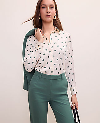 Ann Taylor Petite Dotted Satin Button Down Shirt