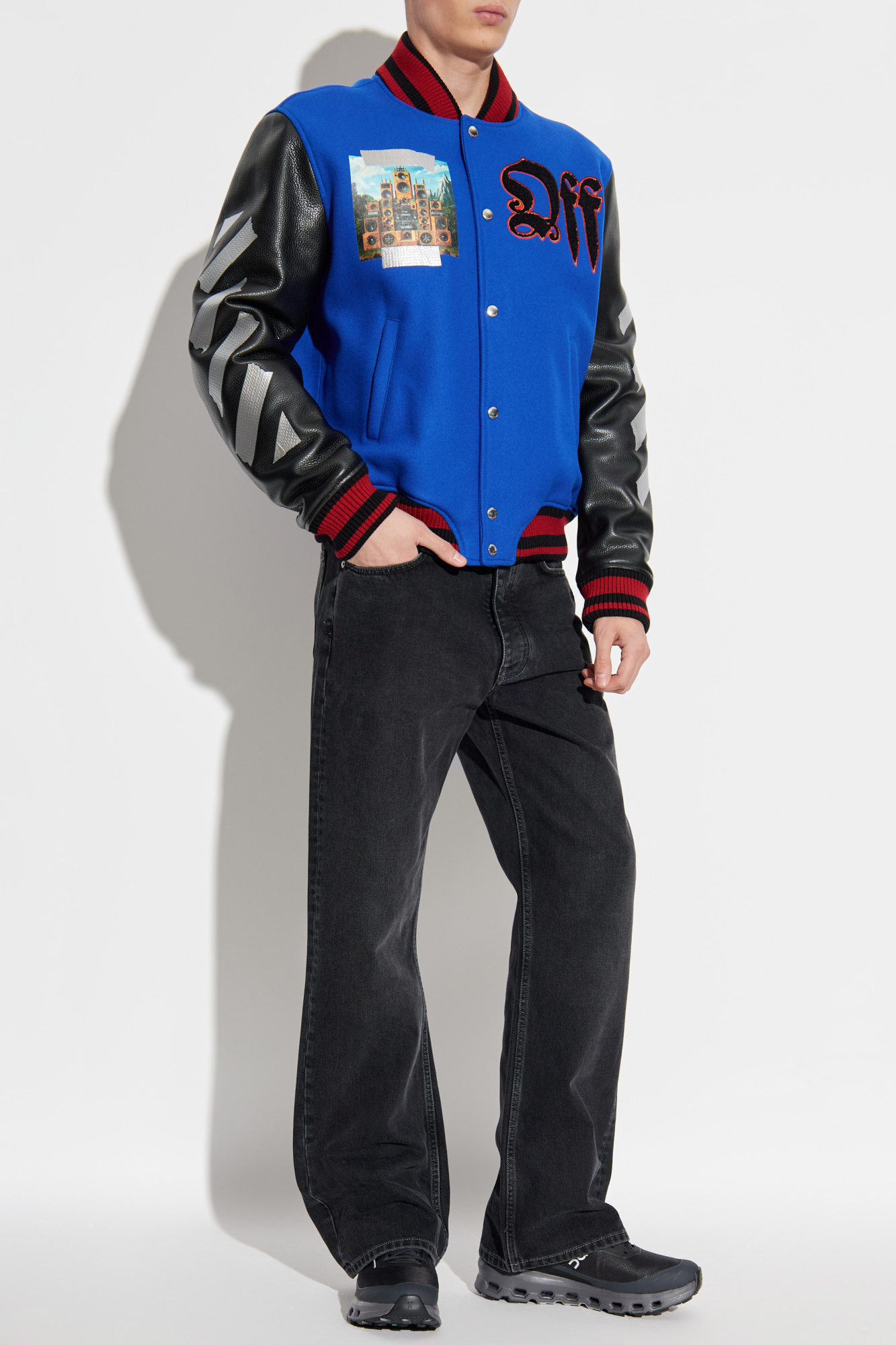 Jacket Made From Combined Materials, Men's, Blue