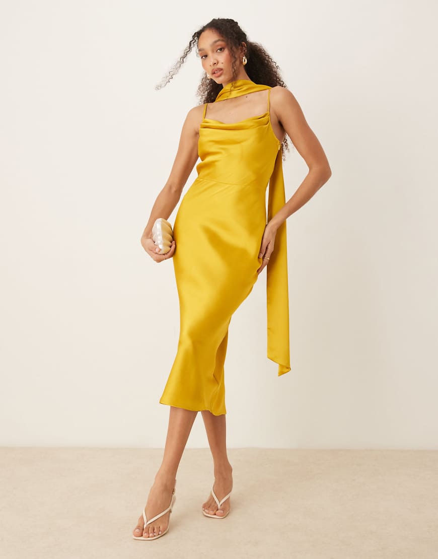 Keisha scarf maxi dress in yellow ochre