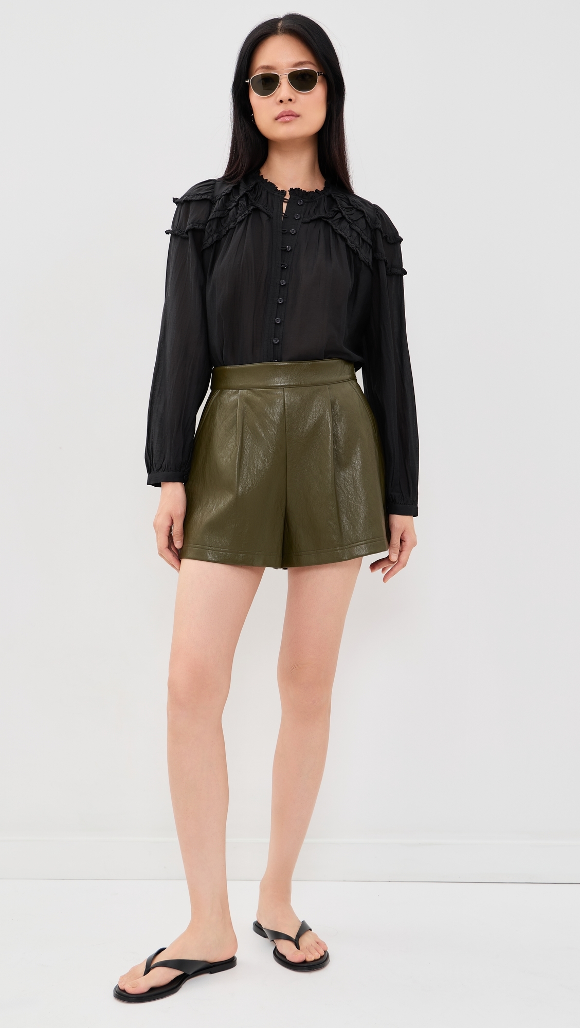 Ashton Faux Leather Shorts Pinegrove