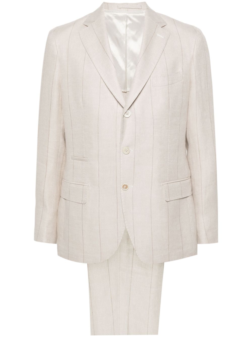 Linen-blend pinstripe suit - Neutrals