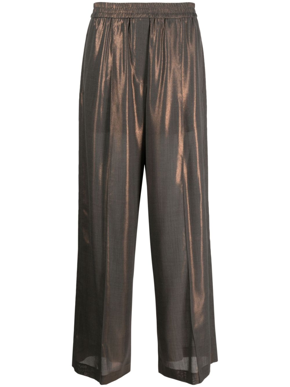 Metallic wide-leg trousers