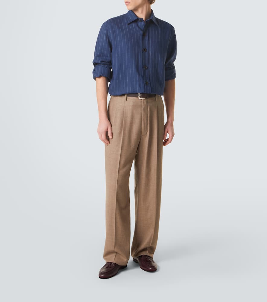 Striped linen and wool shirt