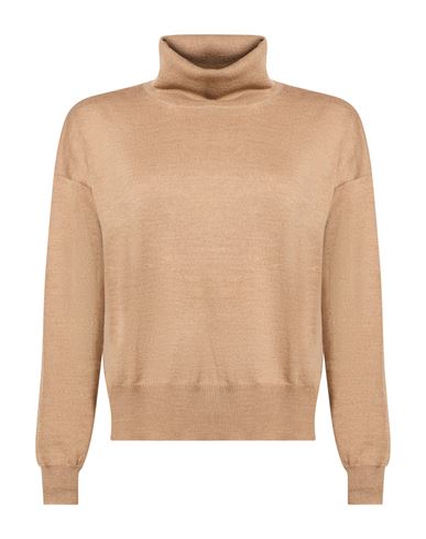 Woman Turtleneck Sand Size 6 Merino Wool