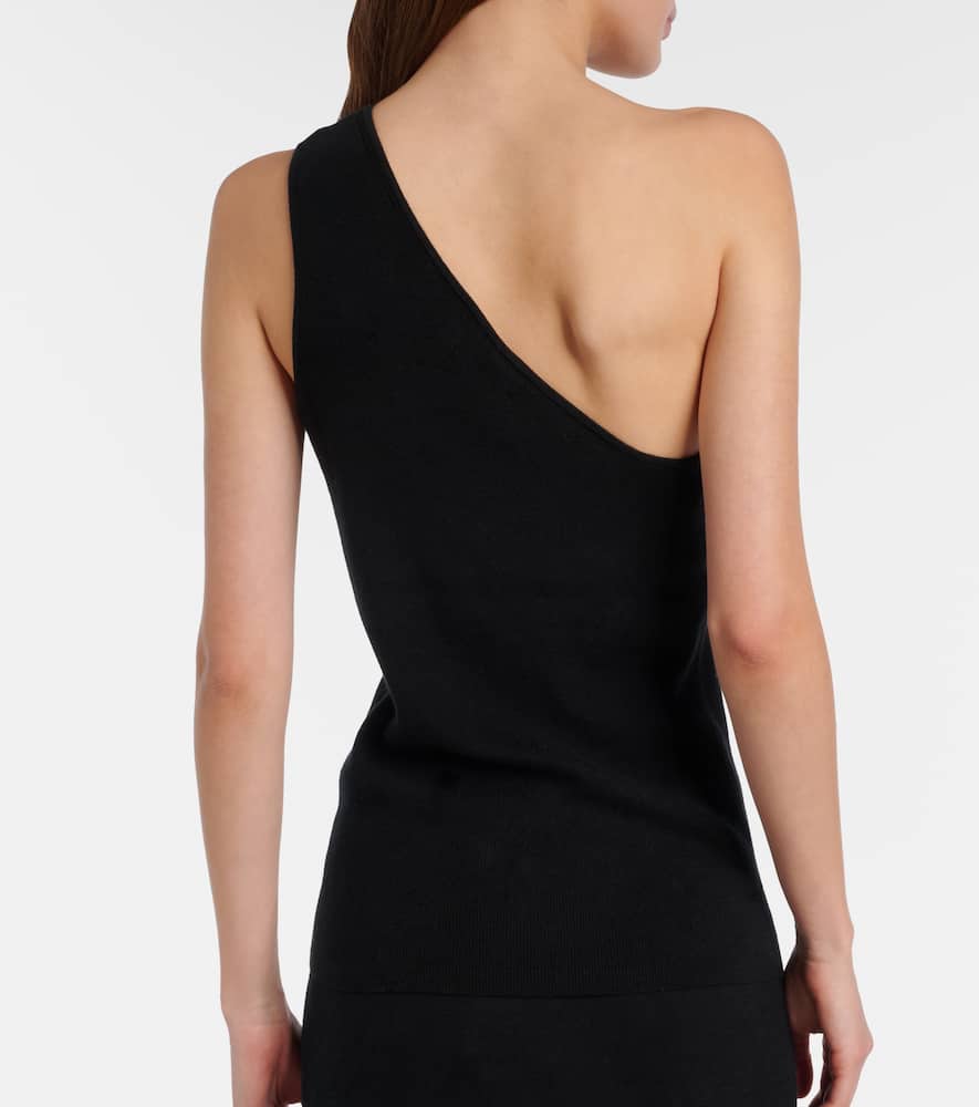 One-shoulder cotton and cashmere top