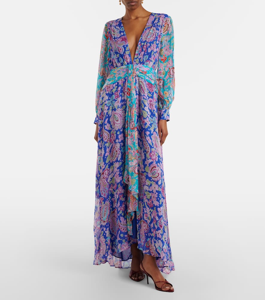 Meera floral gathered chiffon maxi dress
