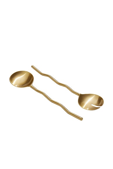 Fazeek SERVIERLÖFFEL WAVE SALAD SERVERS in Metallic Gold