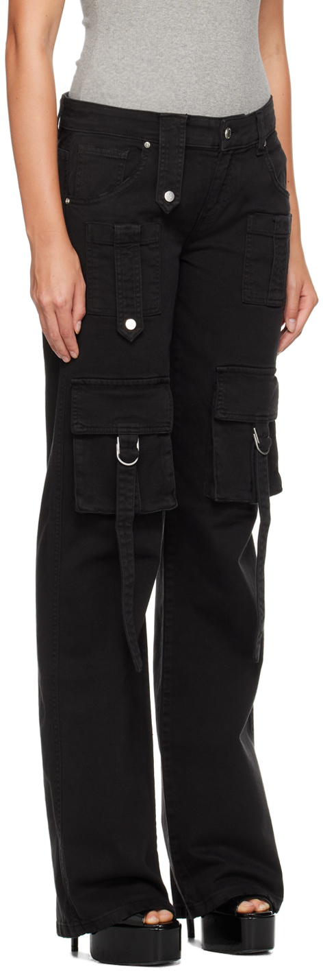 Black cotton cargo pants
