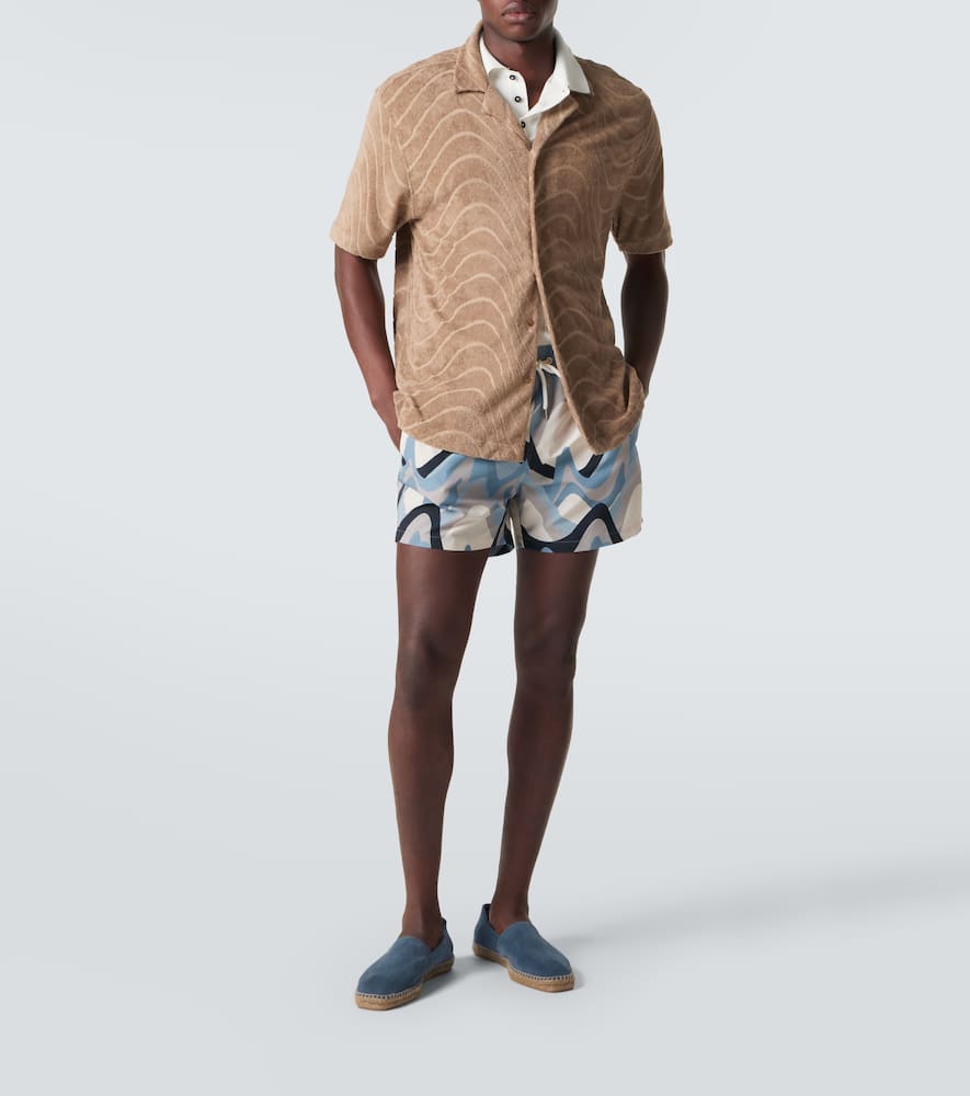 Cotton-blend bowling shirt