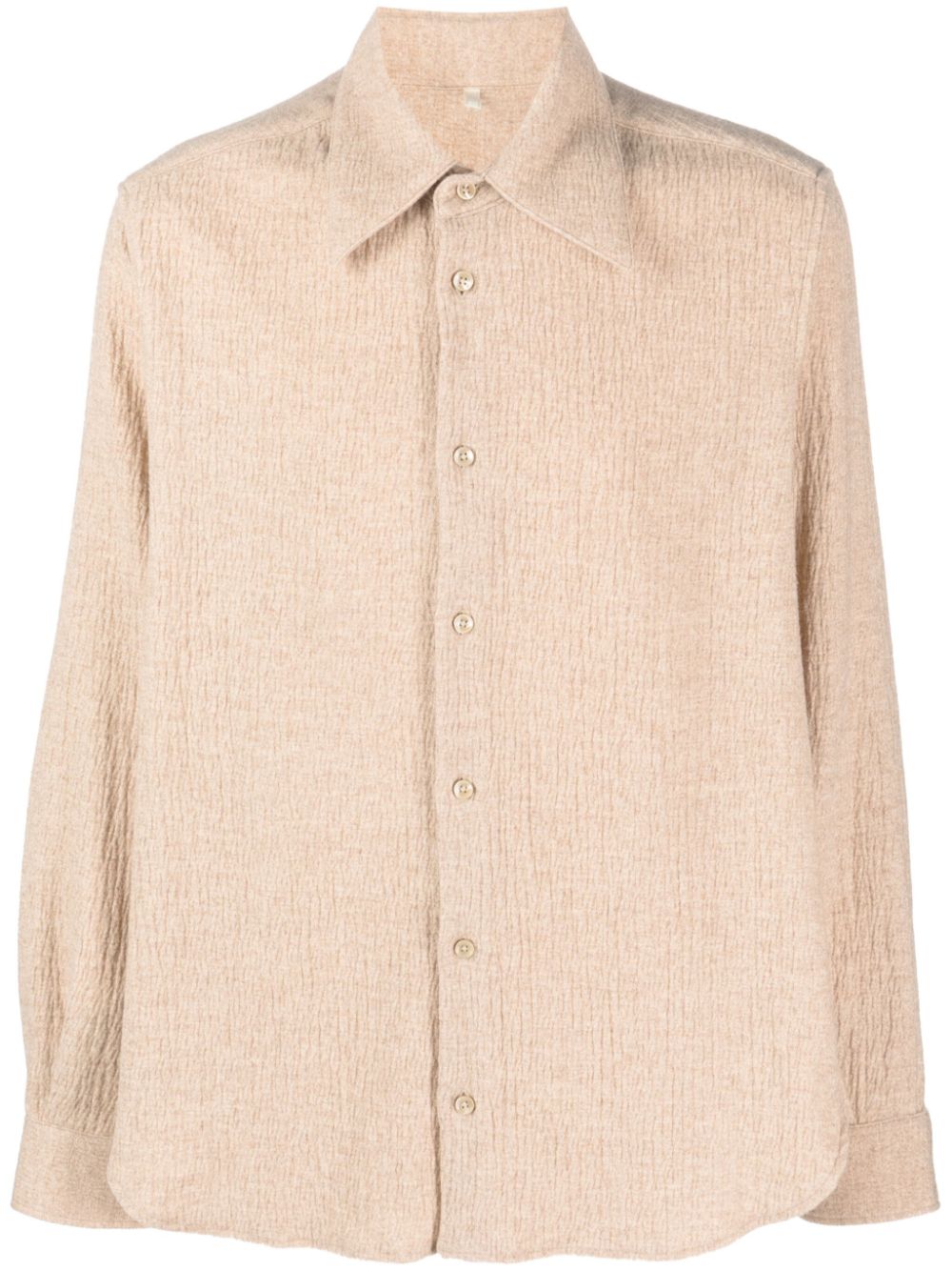 Crepe-texture pointed-collar shirt - Neutrals