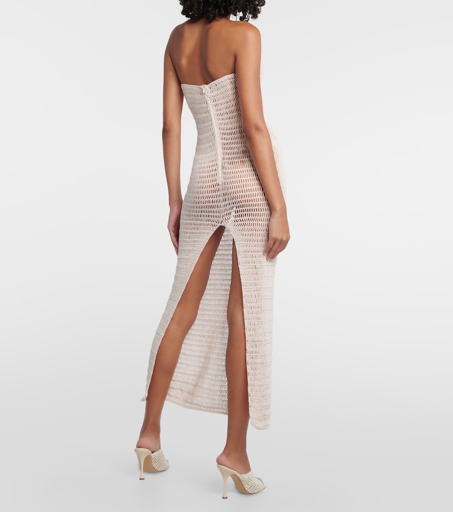 Crochet cotton and linen blend midi dress