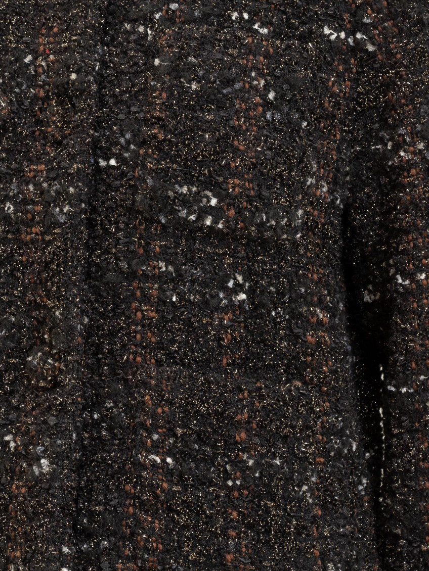 Black Textured Crew Neck Blazer