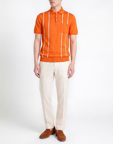 Man Polo shirt Orange Size 42 Cotton