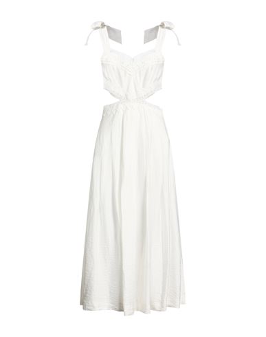 Woman Midi dress White Size 10 Viscose, Linen, Polyamide, Polyester